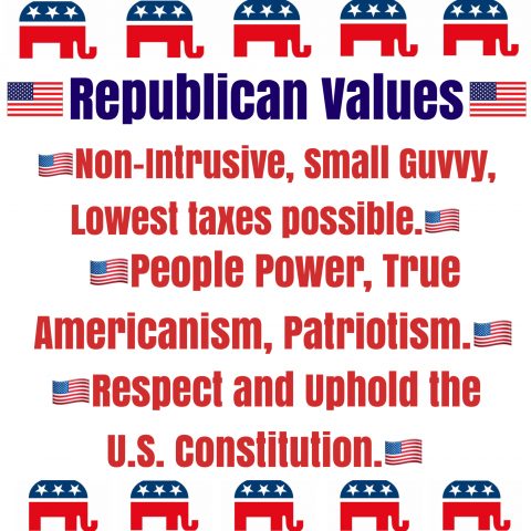 Republican Values, respect constitution, small government, people power, low taxes