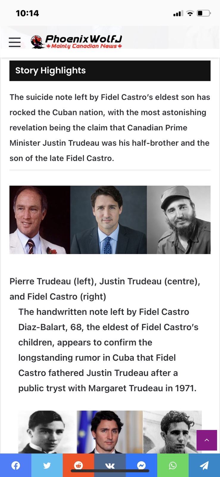 Fidel Castro Eldest Son States Justin Trudeau As His Half Brother