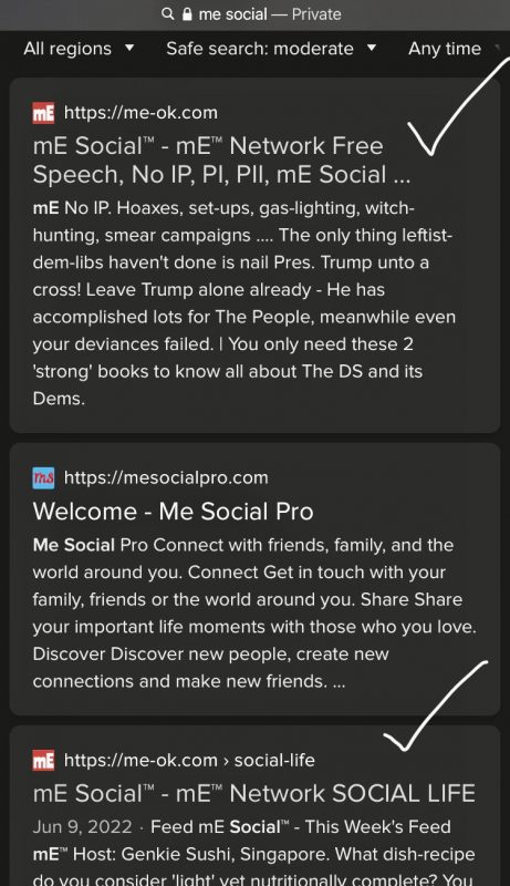 Me Social, Top Search