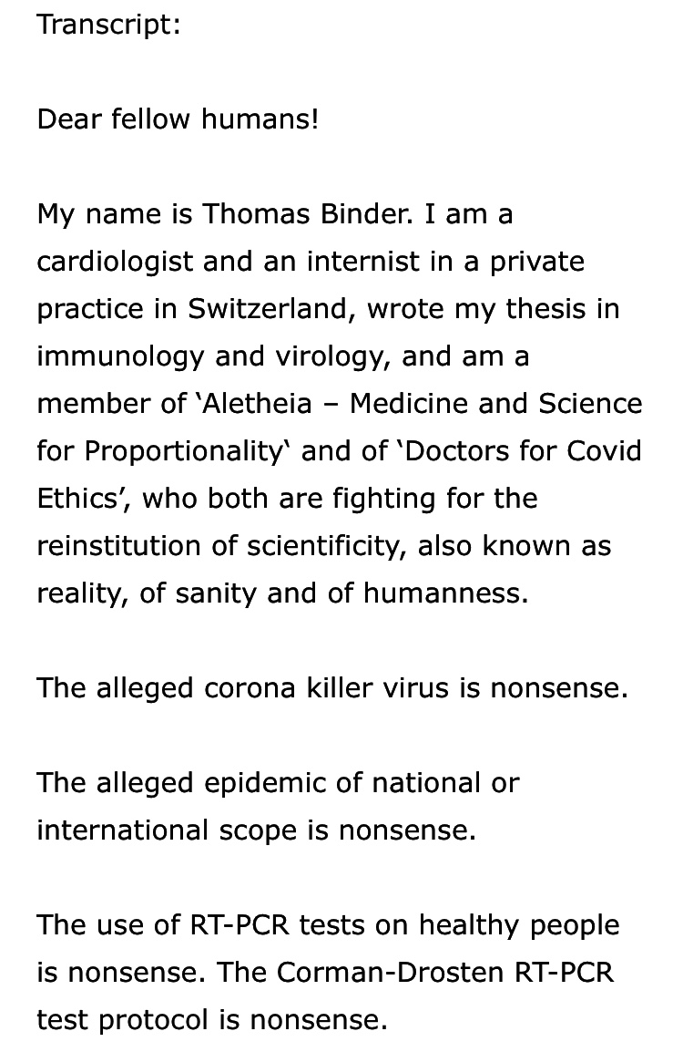 Thomas Binder, CoViD Truths