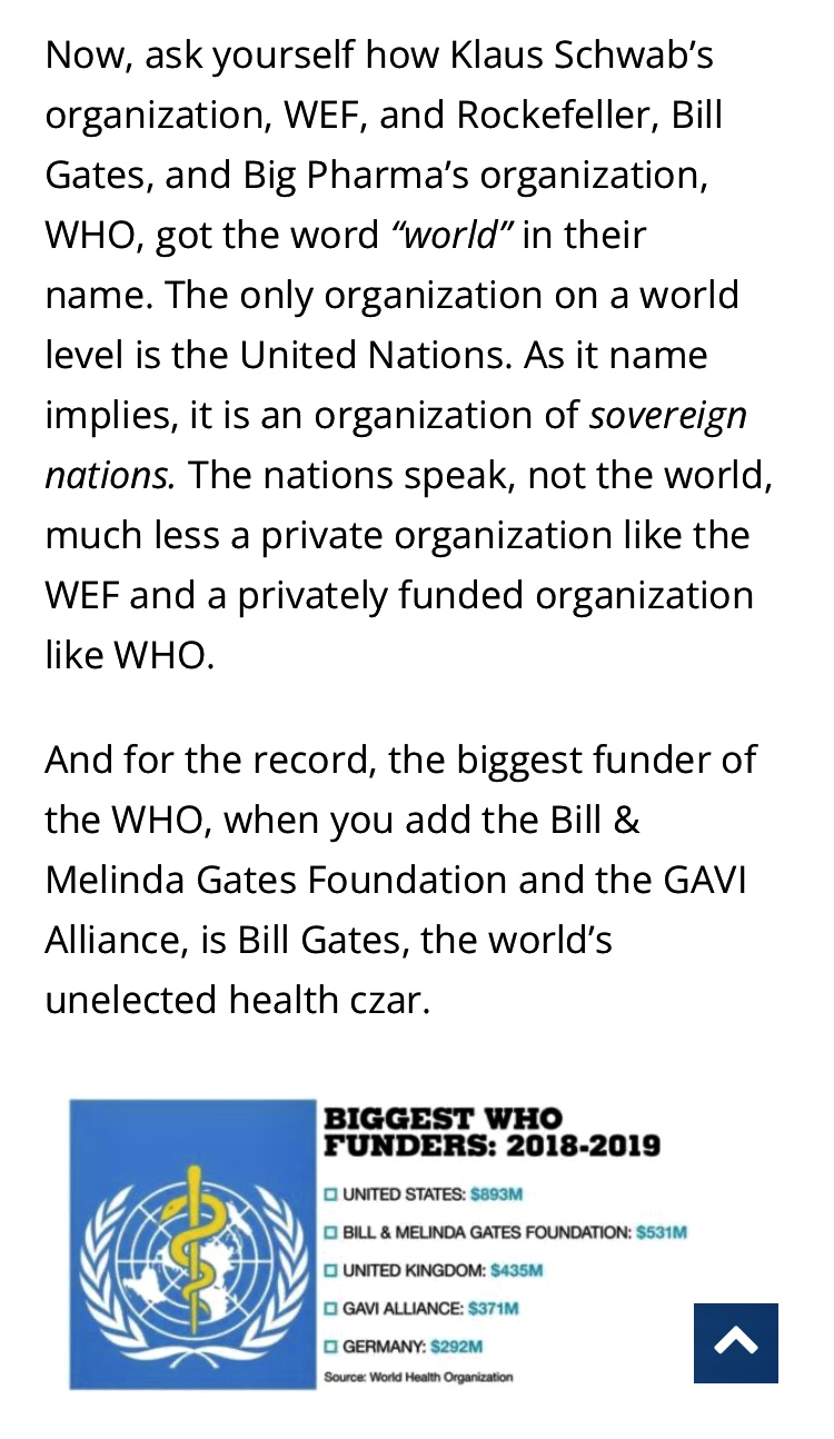 W E F, W H O, Not True World Organizations