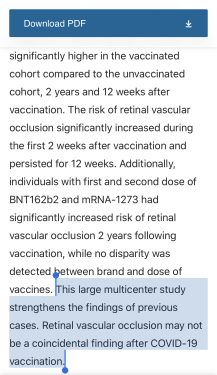 Retinal Vascular Occlusions On Vaccinated